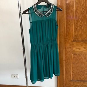 Teal sequined collard dress